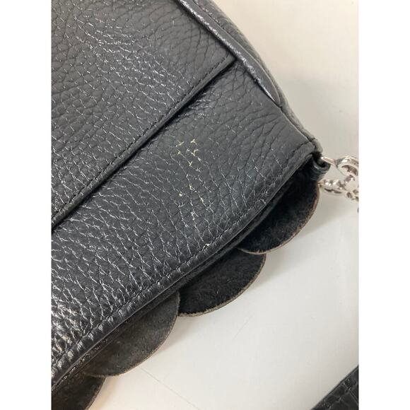 BRIGHTON SMALL BLACK LEATHER FLOWER PETAL SHOULDER BAG - Picture 16 of 16